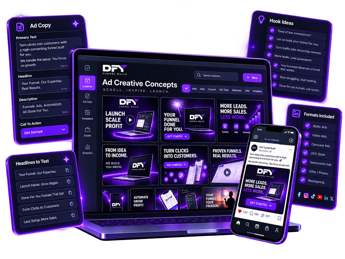 Ad creative concepts and ad copy mockup